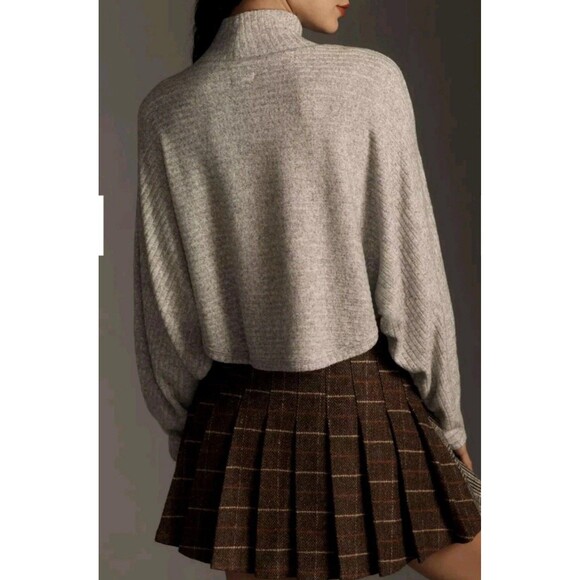 Anthropologie PILCRO Size L Cozy Ribbed Turtleneck Batwing Pullover Top Gray - Picture 5 of 12